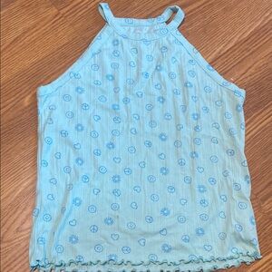 Light Blue Halter Top with Fun Print